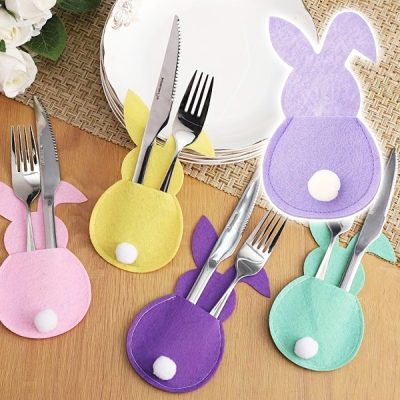 Osterhase Filz-Besteckhalter (4 Stück) | BUNNYCUTLERY