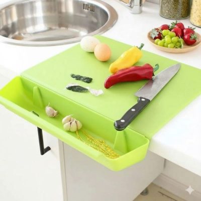 Schneidebrett mit Bioabfallbehälter