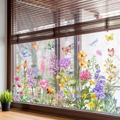 Lebhafter Blumenfensteraufkleber | FLORASTIK