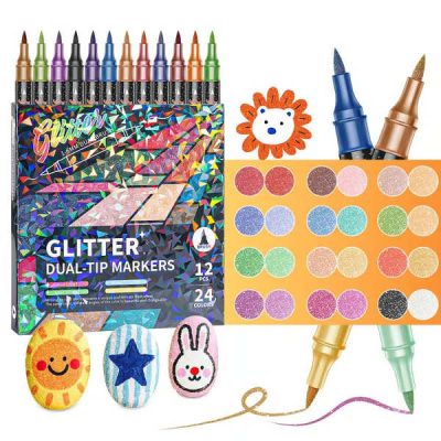 Glitzer-Marker mit Doppelfaserspitze (24 Farben) | ARTGLITZ